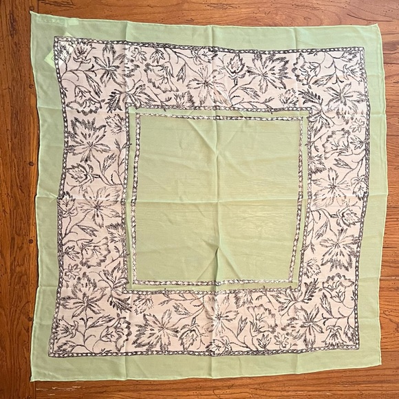 NWT $125 Carlisle | Silk | Cottagecore | Floral Vintage Scarf in Mint - Picture 4 of 15